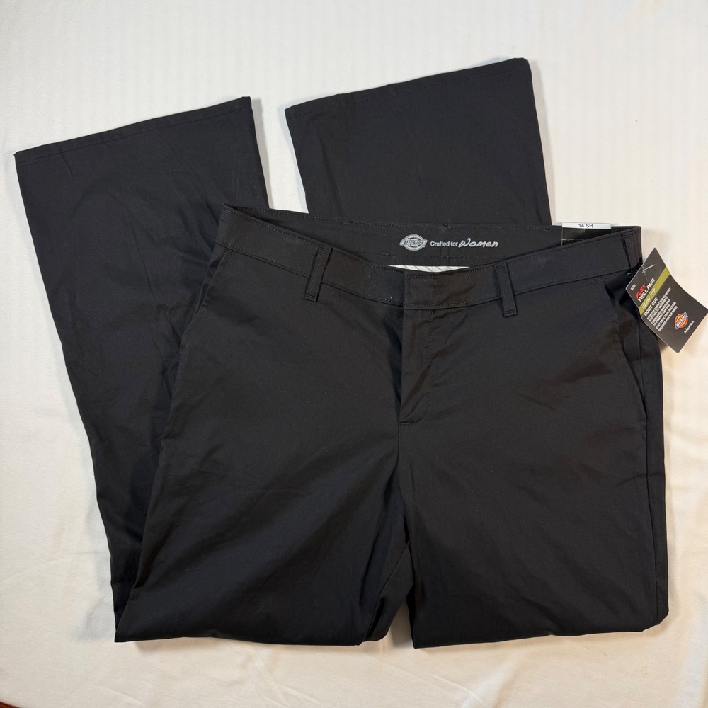 Dickies Flex Twill Pant Womens 14S Black Slim Fit Boot Cut Work Trousers FP121BK